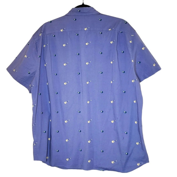J. Crew Guitar Blue short sleeve button down shirt.  Men's size XXL. - Picture 11 of 12